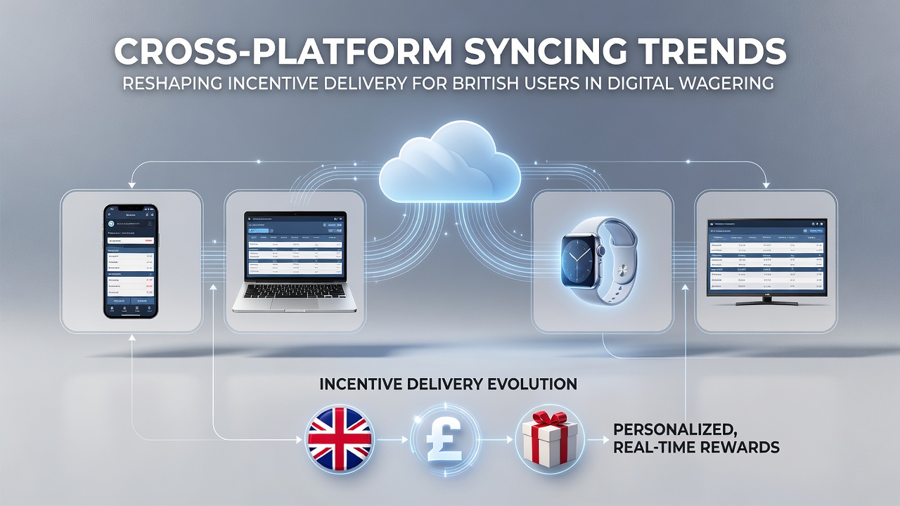 Diagram showing data flow between wagering platforms and synchronized incentive delivery systems for British players