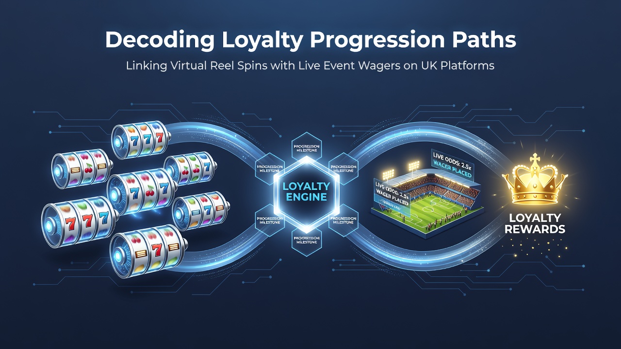 Loyalty progression interface showing tier levels connecting online slots and sports betting sections on a UK platform dashboard