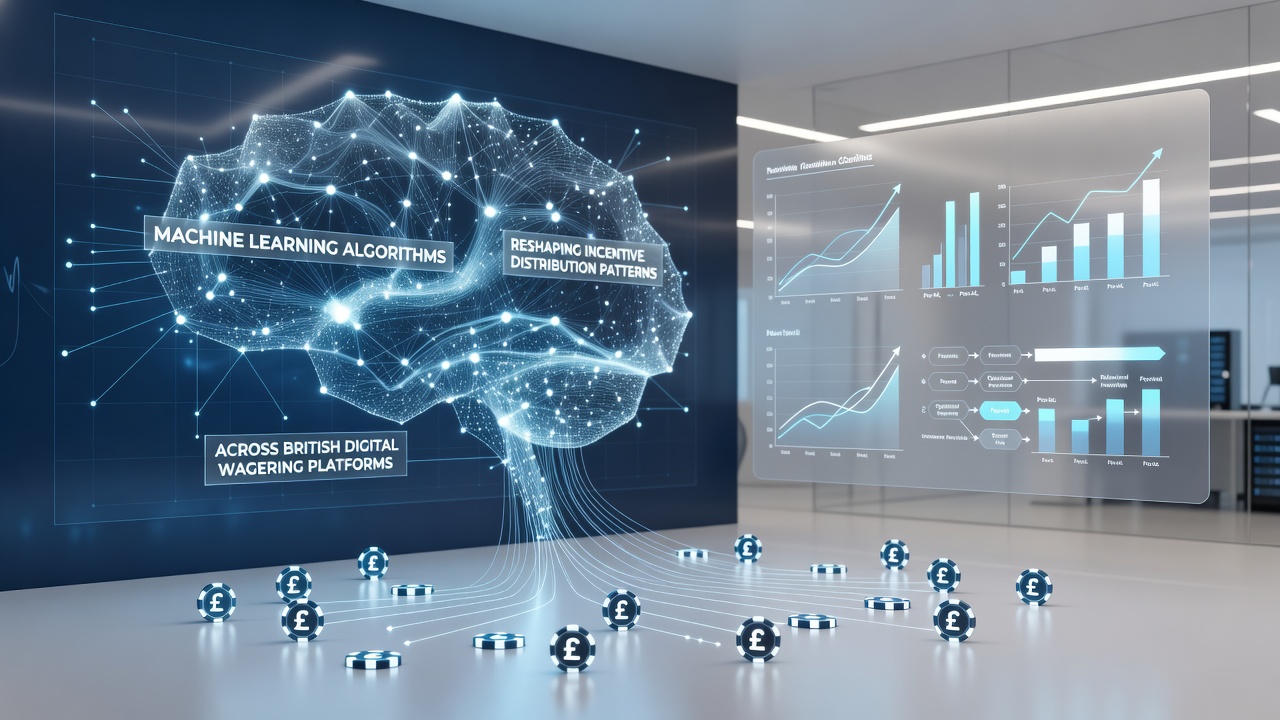Visualization of machine learning models analyzing player data to optimize bonus distributions on UK wagering platforms