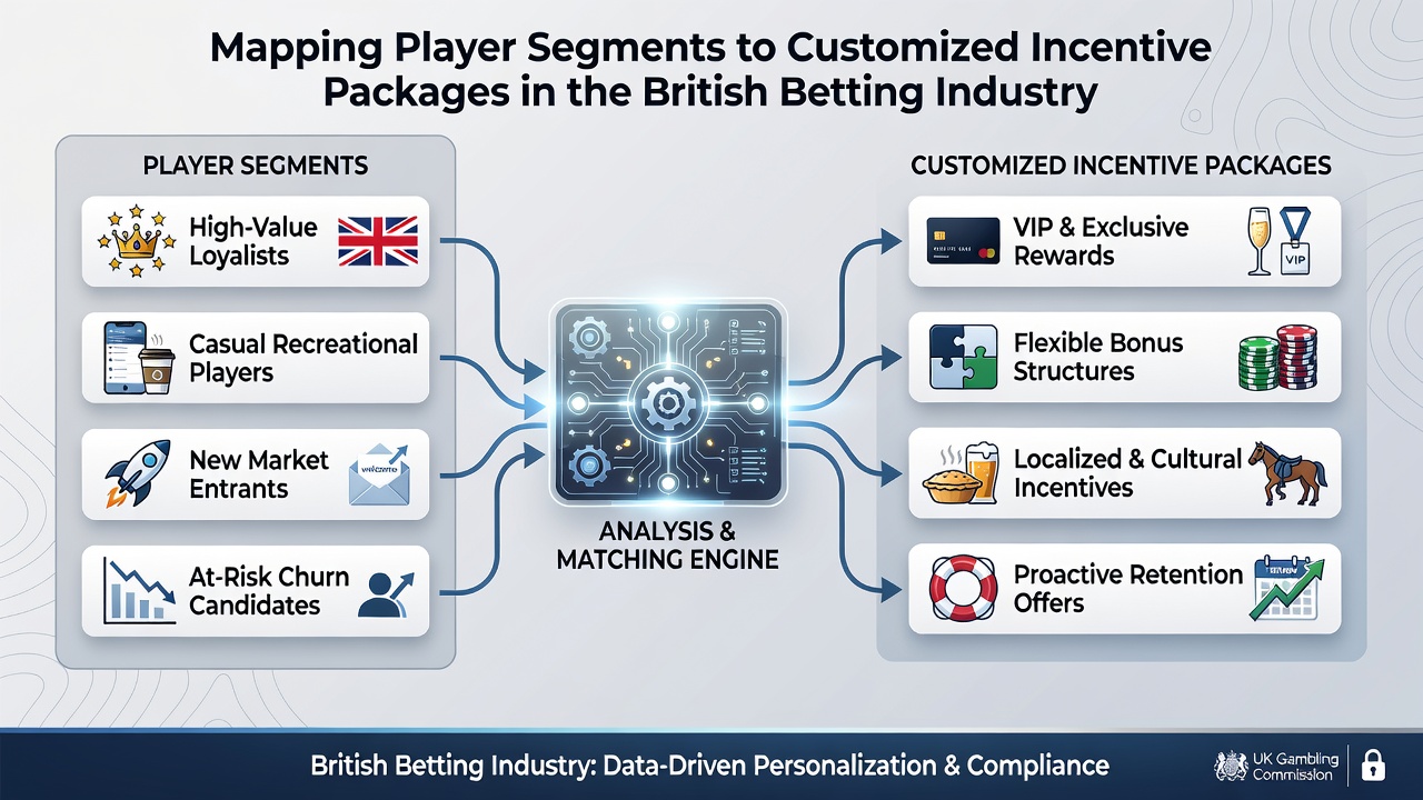 Analytics dashboard illustrating customized incentive distribution across different British betting player segments