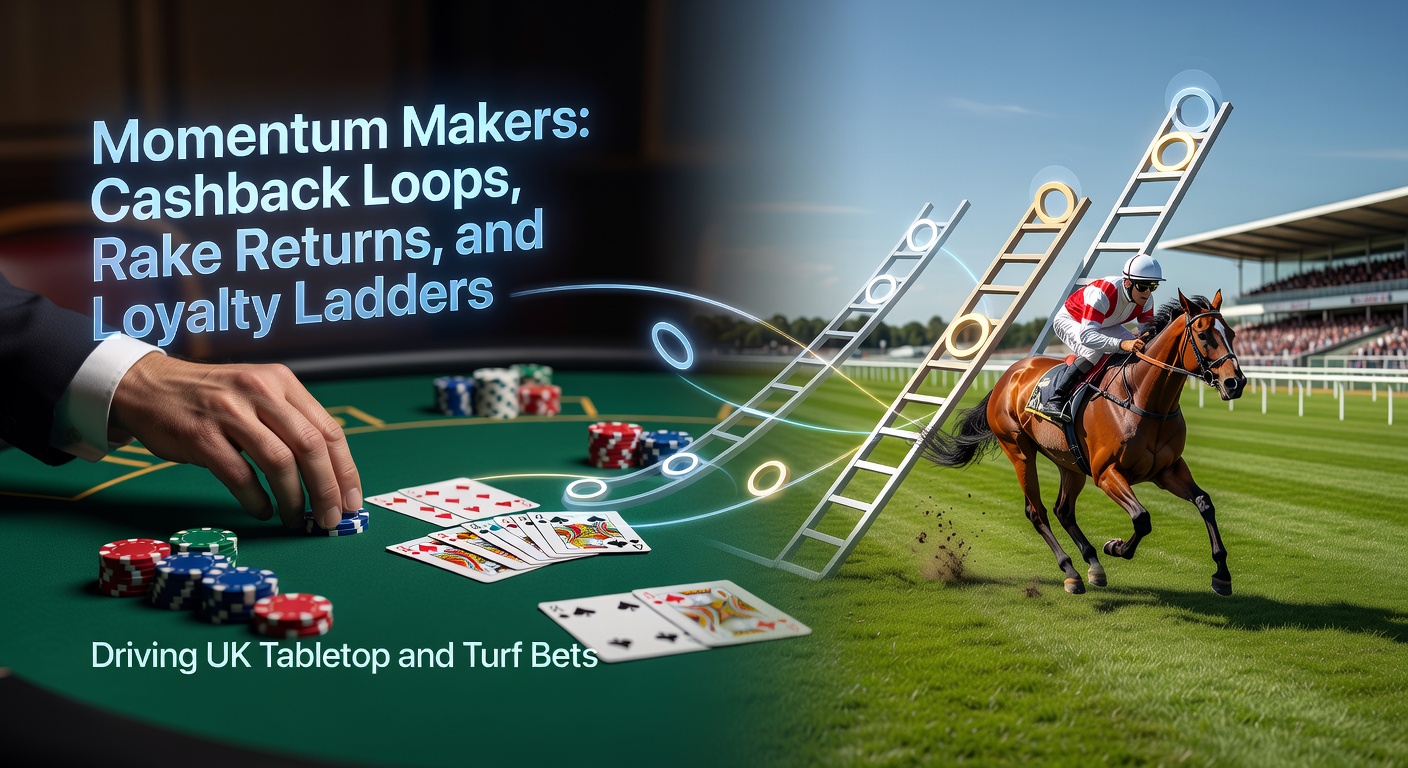 UK bettors engaging with loyalty programs on mobile devices during a horse race event, highlighting cashback and rake return interfaces
