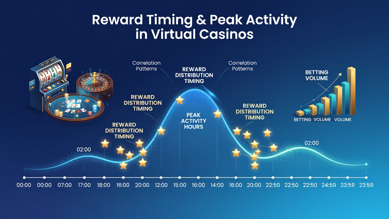 Chart displaying reward timing patterns aligned with daily peak activity hours across virtual casino platforms