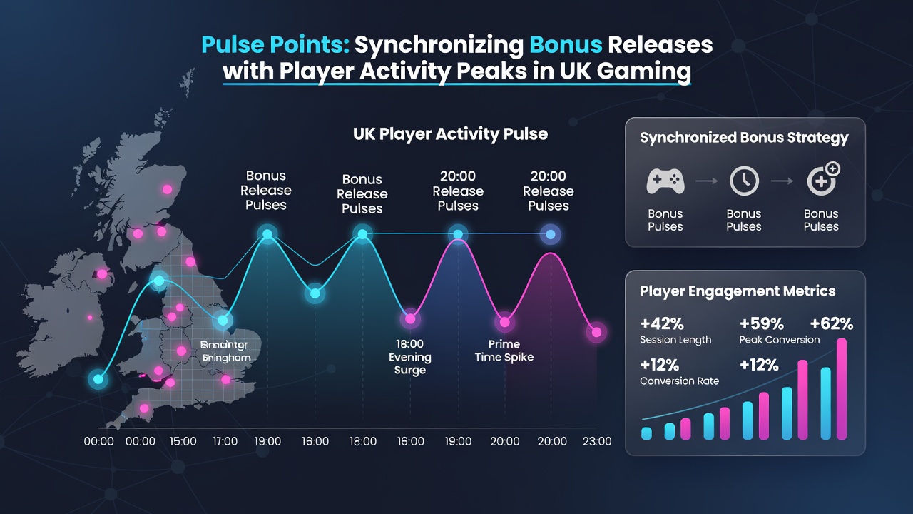 Infographic showing data flows from player activity metrics to timed bonus distribution