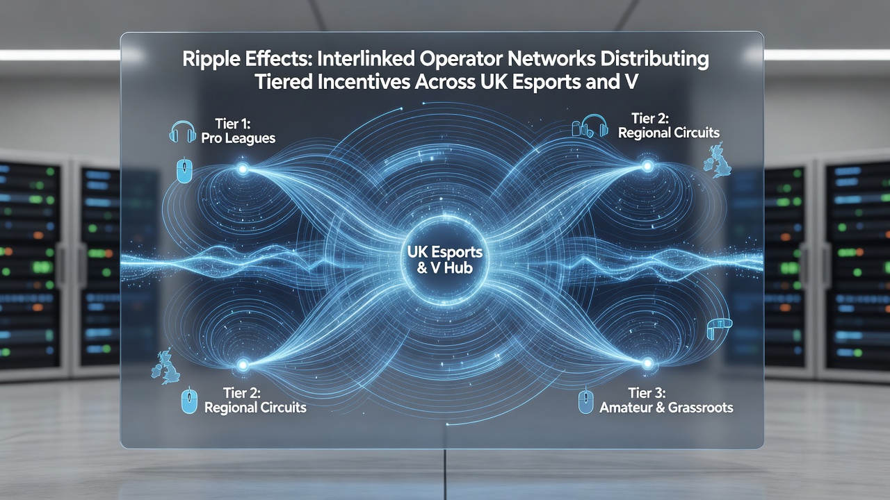 Tiered incentive flowchart illustrating reward distribution across UK virtual sports and esports operator partnerships